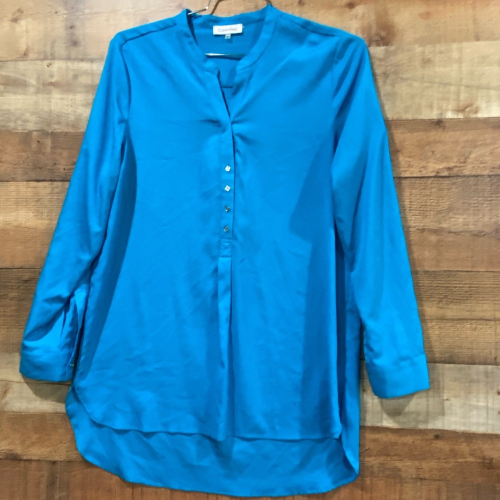 Calvin Klein Blue Blouse Tunic Size Large